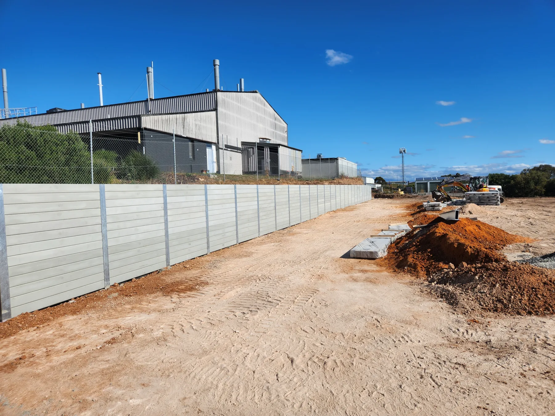 Aerial view of a completed retaining wall